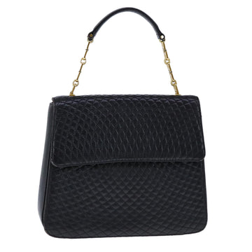BALLY Chain Hand Bag Leather Black Auth 107570