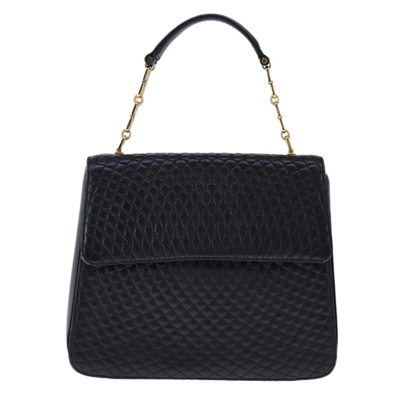 BALLY Chain Hand Bag Leather Black Auth 107570