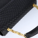 BALLY Chain Hand Bag Leather Black Auth 107570-6