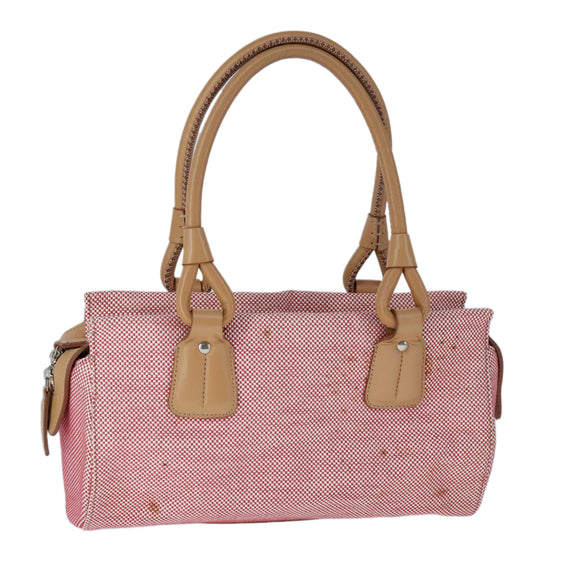 BURBERRY Hand Bag Canvas Red Auth 107571