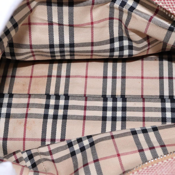 BURBERRY Hand Bag Canvas Red Auth 107571