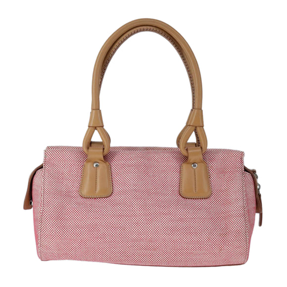 BURBERRY Hand Bag Canvas Red Auth 107571