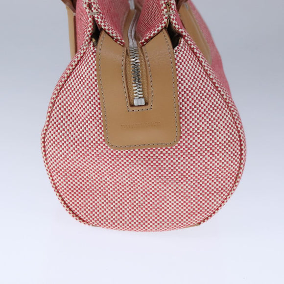 BURBERRY Hand Bag Canvas Red Auth 107571