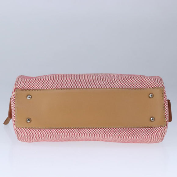 BURBERRY Hand Bag Canvas Red Auth 107571