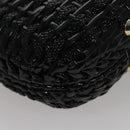 BALLY Chain Shoulder Bag Straw Black Gold Auth 107600-9