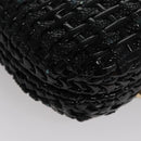 BALLY Chain Shoulder Bag Straw Black Gold Auth 107600-15