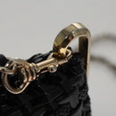 BALLY Chain Shoulder Bag Straw Black Gold Auth 107600-10