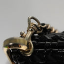BALLY Chain Shoulder Bag Straw Black Gold Auth 107600-11