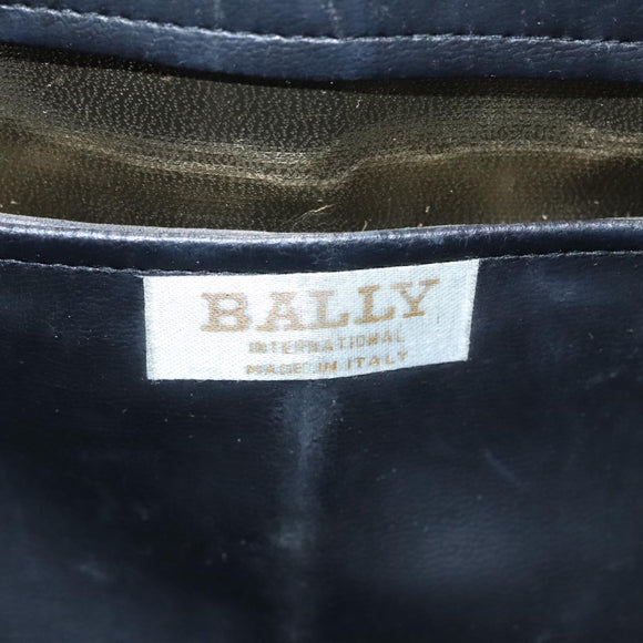 BALLY Chain Shoulder Bag Straw Black Gold Auth 107600