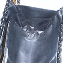 BALLY Chain Shoulder Bag Straw Black Gold Auth 107600-19