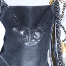 BALLY Chain Shoulder Bag Straw Black Gold Auth 107600-20