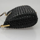 BALLY Chain Shoulder Bag Straw Black Gold Auth 107600-4