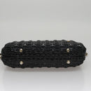 BALLY Chain Shoulder Bag Straw Black Gold Auth 107600-5