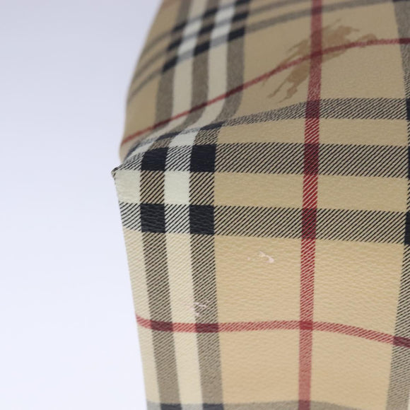 BURBERRY Nova Check Tote Bag PVC Leather Beige Auth 107618