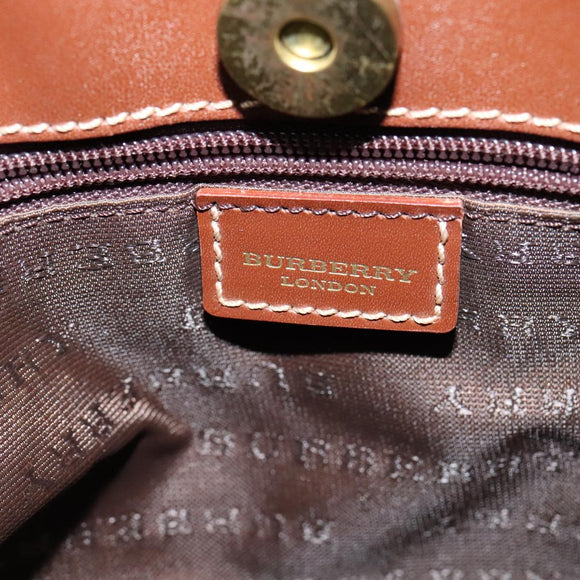 BURBERRY Nova Check Tote Bag PVC Leather Beige Auth 107618