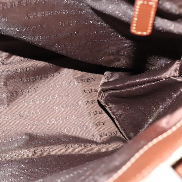 BURBERRY Nova Check Tote Bag PVC Leather Beige Auth 107618