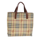BURBERRY Nova Check Tote Bag PVC Leather Beige Auth 107618-13