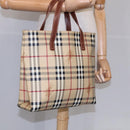 BURBERRY Nova Check Tote Bag PVC Leather Beige Auth 107618-20