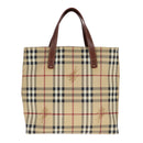 BURBERRY Nova Check Tote Bag PVC Leather Beige Auth 107618-2