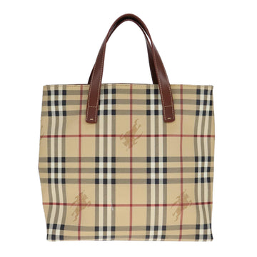 BURBERRY Nova Check Tote Bag PVC Leather Beige Auth 107618 - 0