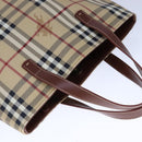 BURBERRY Nova Check Tote Bag PVC Leather Beige Auth 107618-6