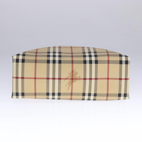 BURBERRY Nova Check Tote Bag PVC Leather Beige Auth 107618