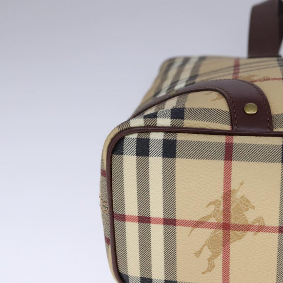 BURBERRY Nova Check Tote Bag PVC Leather Beige Auth 107619