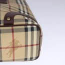 BURBERRY Nova Check Tote Bag PVC Leather Beige Auth 107619-15