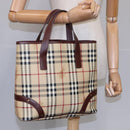 BURBERRY Nova Check Tote Bag PVC Leather Beige Auth 107619-20