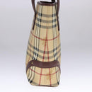 BURBERRY Nova Check Tote Bag PVC Leather Beige Auth 107619-4