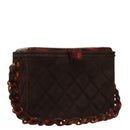 CHANEL Matelasse Hand Bag Suede Brown CC Auth 107629-1