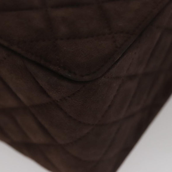 CHANEL Matelasse Hand Bag Suede Brown CC Auth 107629A
