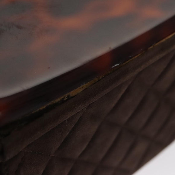 CHANEL Matelasse Hand Bag Suede Brown CC Auth 107629