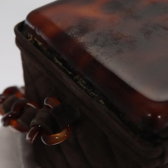 CHANEL Matelasse Hand Bag Suede Brown CC Auth 107629