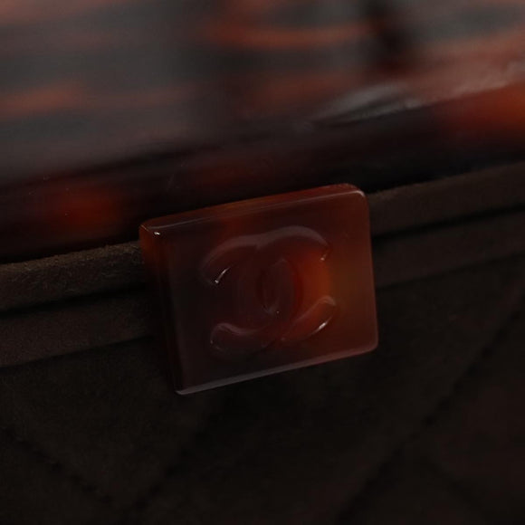 CHANEL Matelasse Hand Bag Suede Brown CC Auth 107629