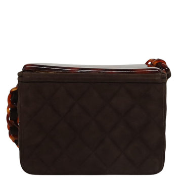 CHANEL Matelasse Hand Bag Suede Brown CC Auth 107629 - 0