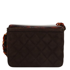 CHANEL Matelasse Hand Bag Suede Brown CC Auth 107629A - 0