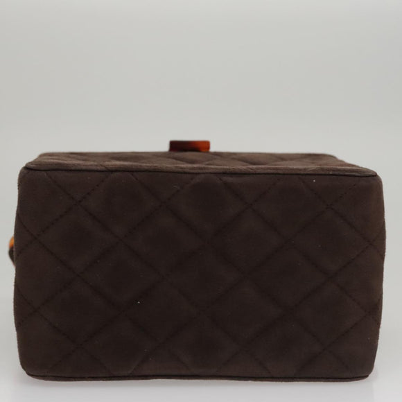 CHANEL Matelasse Hand Bag Suede Brown CC Auth 107629A