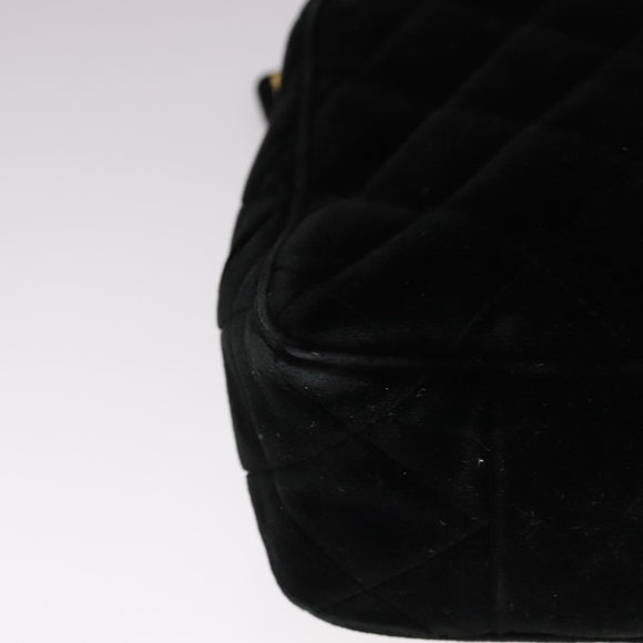 CHANEL Matelasse Hand Bag Suede Black CC Auth 107630