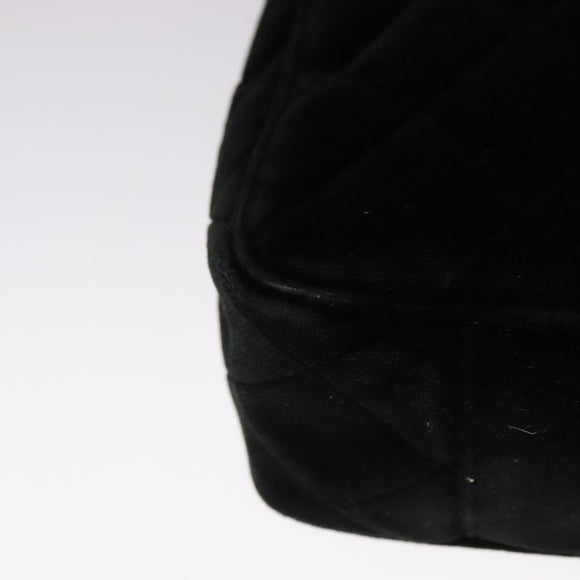CHANEL Matelasse Hand Bag Suede Black CC Auth 107630