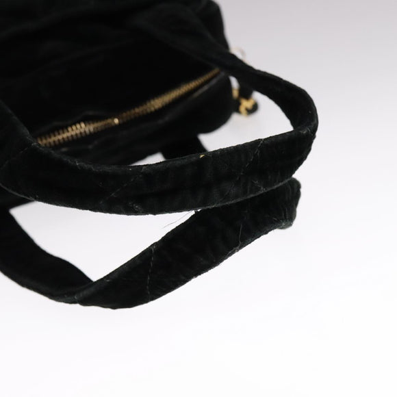 CHANEL Matelasse Hand Bag Suede Black CC Auth 107630