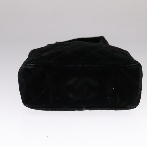 CHANEL Matelasse Hand Bag Suede Black CC Auth 107630