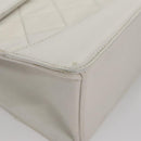 CHANEL Matelasse Chain Shoulder Bag Leather White Gold CC Auth 107700-15