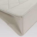 CHANEL Matelasse Chain Shoulder Bag Leather White Gold CC Auth 107700-17