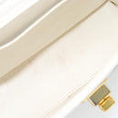 CHANEL Matelasse Chain Shoulder Bag Leather White Gold CC Auth 107700-8