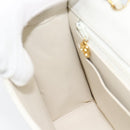 CHANEL Matelasse Chain Shoulder Bag Leather White Gold CC Auth 107700-23