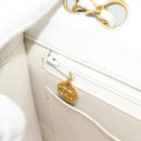 CHANEL Matelasse Chain Shoulder Bag Leather White Gold CC Auth 107700-10