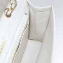 CHANEL Matelasse Chain Shoulder Bag Leather White Gold CC Auth 107700-24