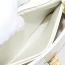 CHANEL Matelasse Chain Shoulder Bag Leather White Gold CC Auth 107700-24