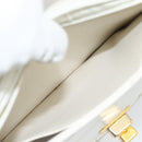 CHANEL Matelasse Chain Shoulder Bag Leather White Gold CC Auth 107700-25